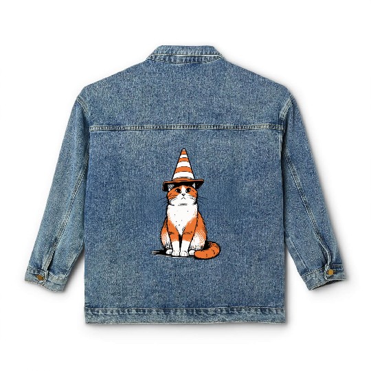 Traffic Cone Cat Classic Women's Denim Jackets