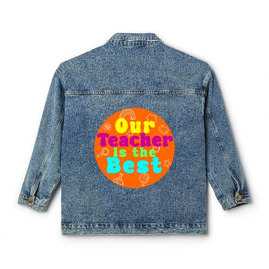 Colorful Teacher Appreciation Circular Classic Women's Denim Jackets