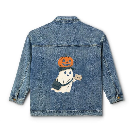 Postal Worker Pumpkin Ghost  Classic Women's Denim Jackets