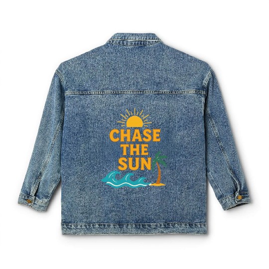 Beach Sunrise Motivational Design Classic Women's Denim Jackets