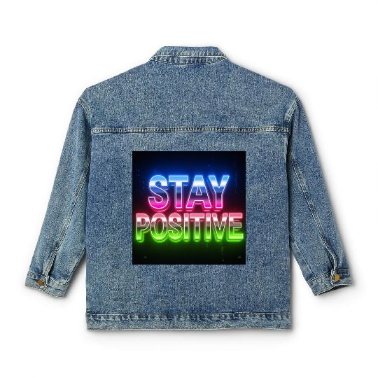 Neon Stay Positive Motivational Design Classic Women's Denim Jackets