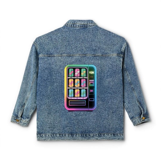 Y2K Cyber Vending Machine with Iridescent Drinks Classic Women's Denim Jackets