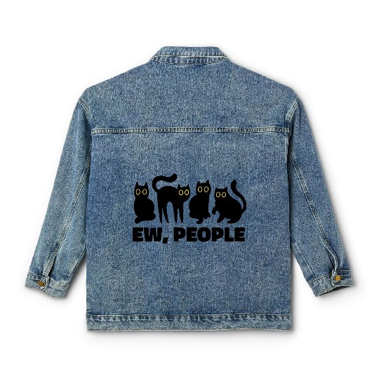 Ew People Funny Black Cats  Classic Women's Denim Jackets