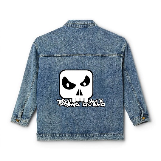 Minimalist Skull Graffiti Design Classic Women's Denim Jackets