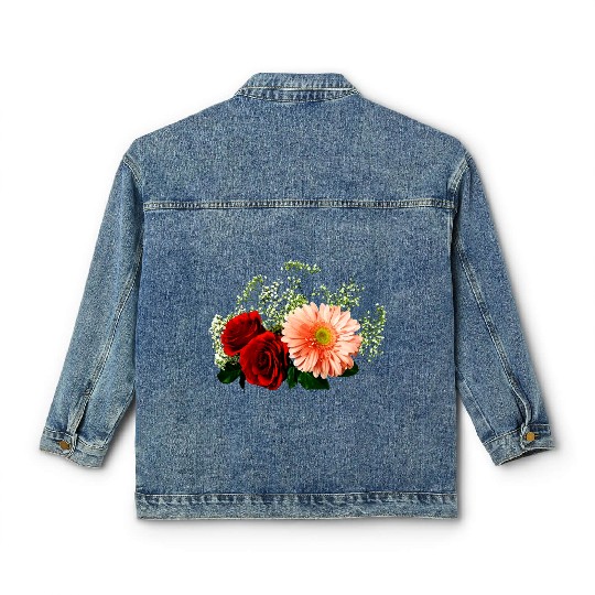 Gerbera Daisy And Two Roses Classic Women's Denim Jackets