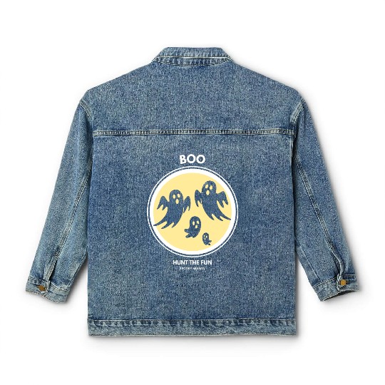 Boo Ghost Halloween Spooky Season Classic Women's Denim Jackets