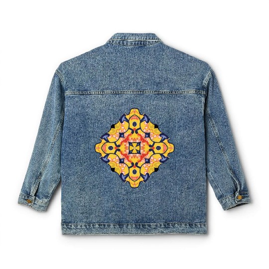 Colorful Mandala Symmetry Design Classic Women's Denim Jackets
