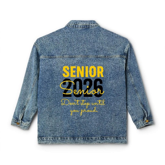 Senior 2026 Distressed Number Design Class of 2026 Classic Women's Denim Jackets