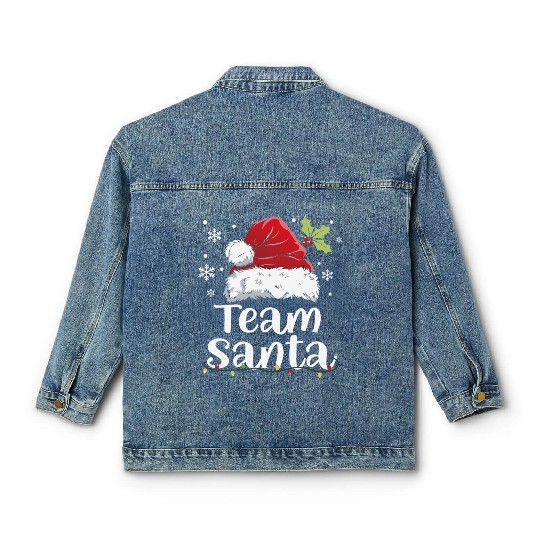 Team Santa Holiday Christmas Design Classic Women's Denim Jackets