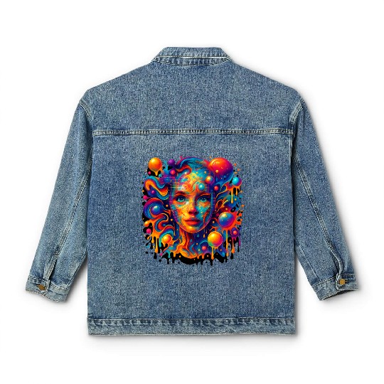 Vivid Psychedelic Woman Portrait Classic Women's Denim Jackets