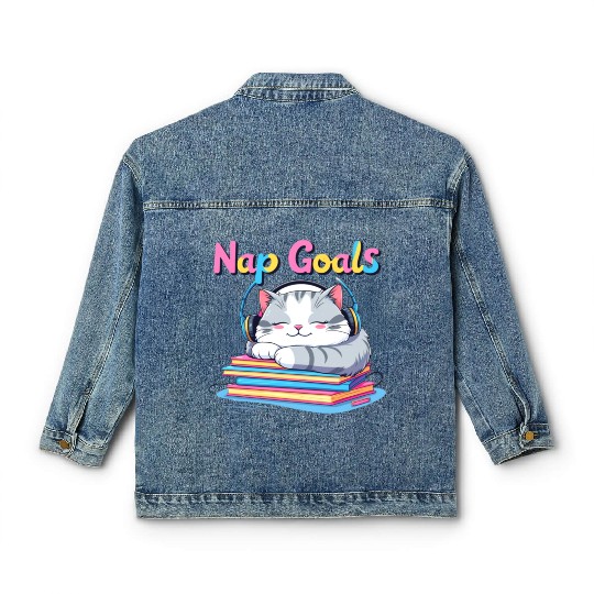 Cute Cat Nap Goals Design Classic Women's Denim Jackets