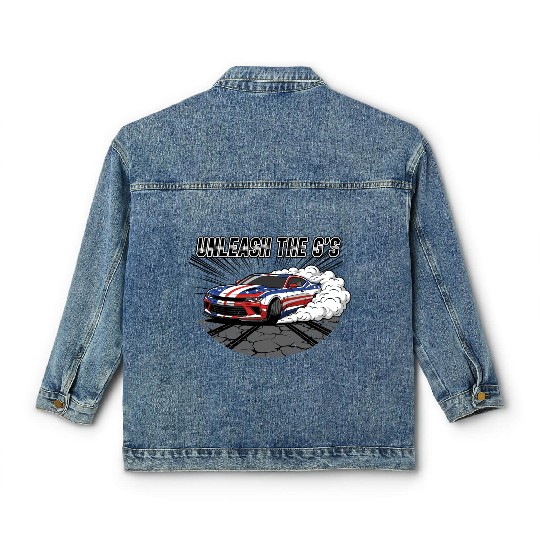 Patriotic American Muscle Car Classic Women's Denim Jackets