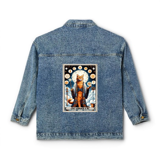 Orange The Ginger Cat Tarot Card Cat Classic Women's Denim Jackets