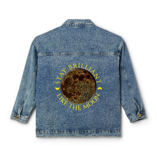 Full Moon & Golden Crescents Quote Classic Women's Denim Jackets