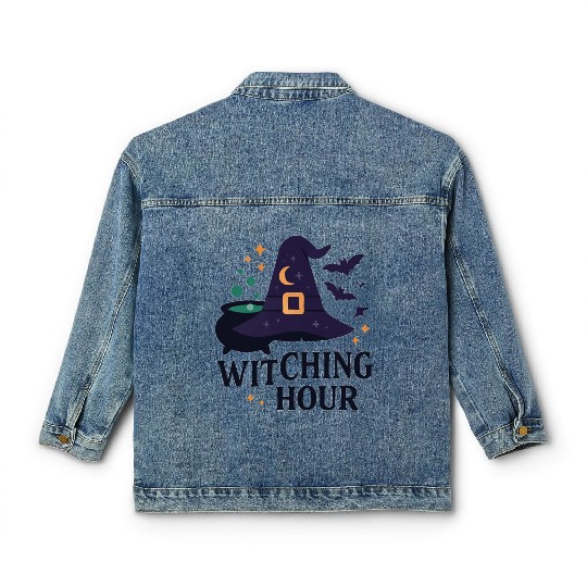 Witching Hour Night Scene Design Classic Women's Denim Jackets