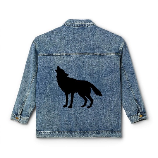 Howling Wolf (Silhouette) Classic Women's Denim Jackets