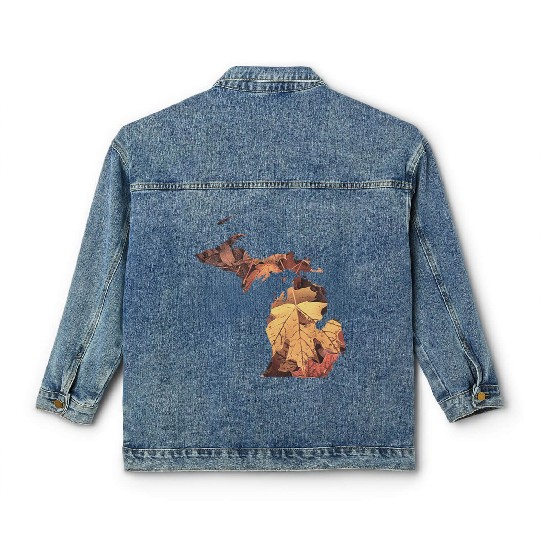 Michigan Autumn Fall Leaves Classic Women's Denim Jackets