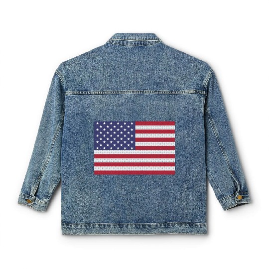 Independence Day cross-stitch american flag Classic Women's Denim Jackets