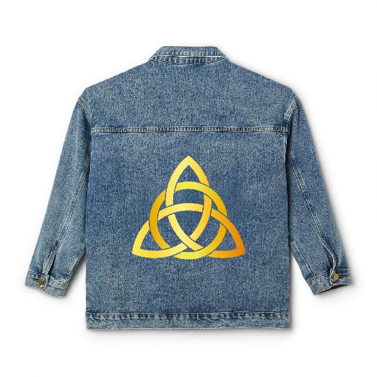 Original Triquetra circle celtic knot gold Classic Women's Denim Jackets