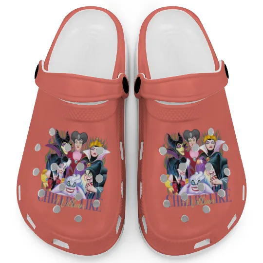 Chillin Like A Villian Clogs, Disney Villians Halloween Villains The Evil Tour Clogs