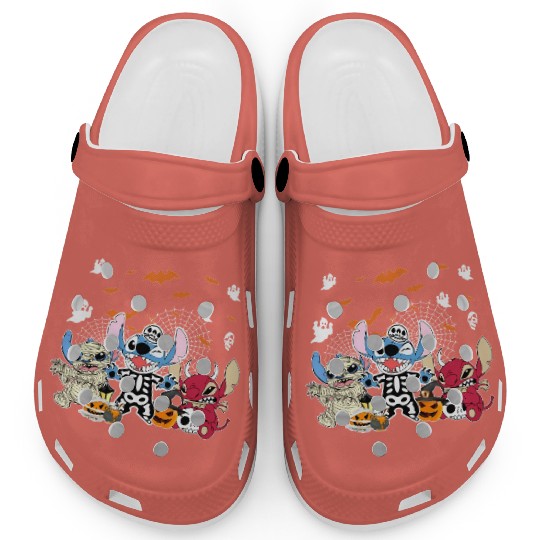 Stitch Scream Holding Balloons Color Clogs, Disney's Lilo And Stitch Halloween Clogs