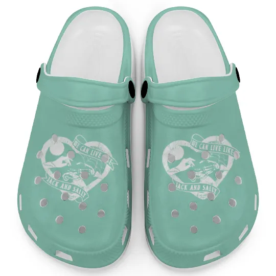 We Can Live Like Jack and Sally Clogs, Disney Love Couple Clogs, Nightmare Before Christmas Jack and Sally