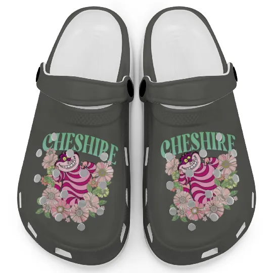 Retro Cheshire Cat Floral Clogs, Alice In Wonderland Clogs, Disney Cats Clogs