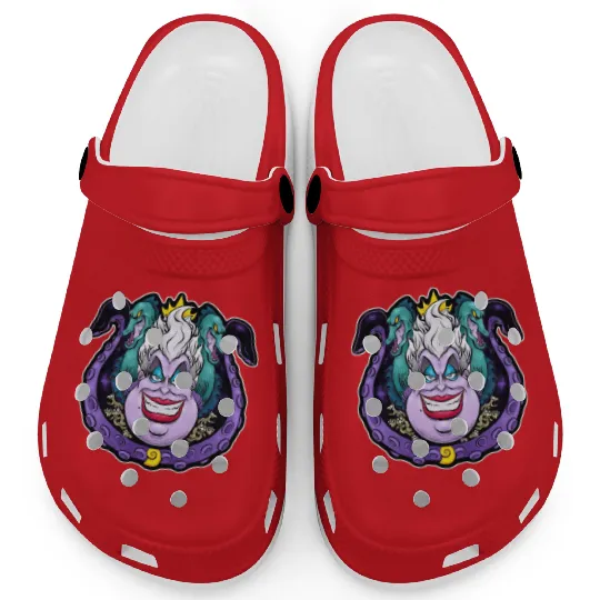 Ursula Villain Vintage Clogs, Disney Villain's Ursula Clogs, Ursula Sea Witch Women's Clogs, Disney Sea Witch Ursula Classic Clogs