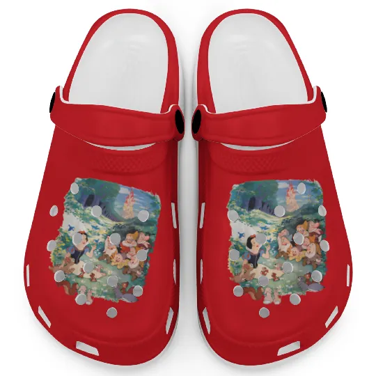 Retro 90s Disney Snow White  Clogs, Retro Snow White 7 Dwarfs Clogs, Vintage Disney Princess Clogs