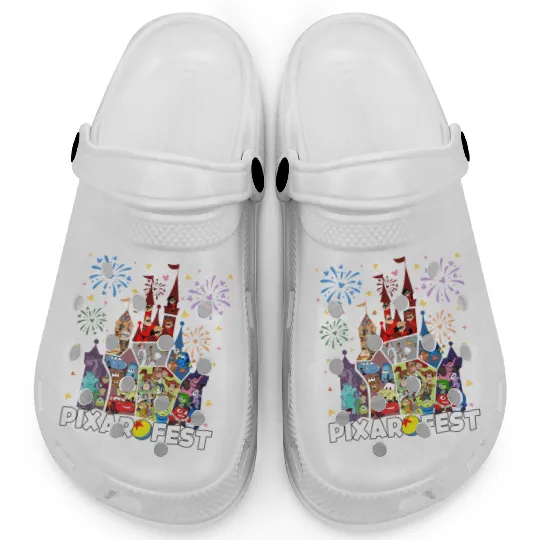 Disneyland Castle Pixar Fest Characters Clogs, Inside Out Monster Inc Toy Story Clogs