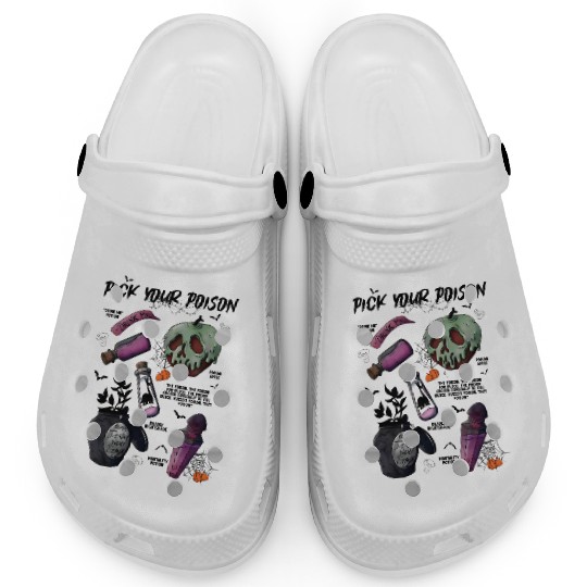 Vintage Disney Pick Your Poison  Clogs, Disney Halloween Clogs, Disney Villains Poison Clogs, Disney Halloween Matching Clogs