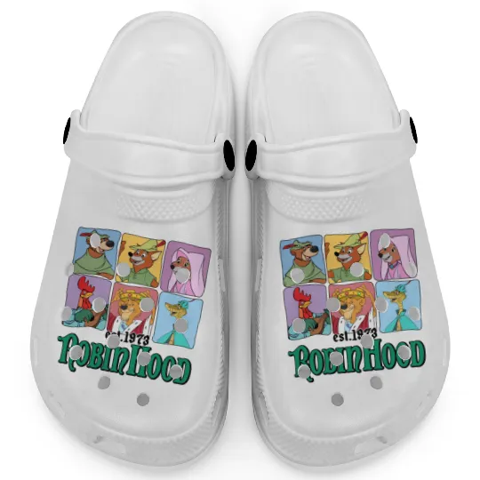 Retro Disney Robin Hood Characters Est. 1973 Clogs