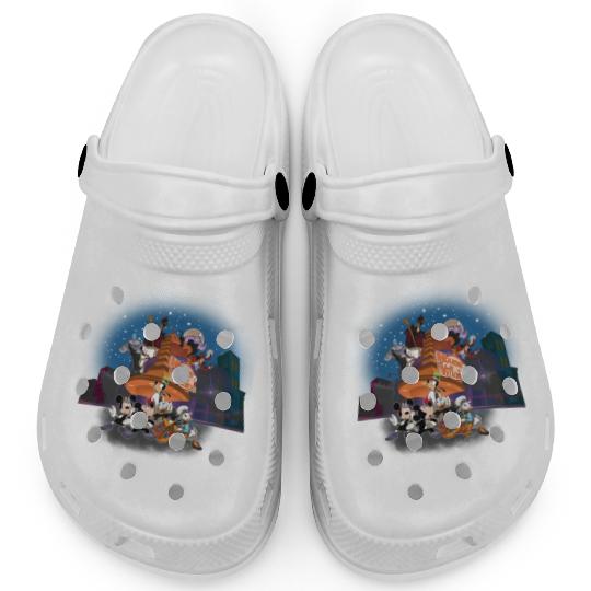 Vintage Mickey's House of Villains Clogs, Retro Disney Halloween Clogs, Disney Villians Halloween Party Tees, WDW Magic Kingdom Clogs