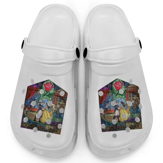 Disney Beauty & The Beast Stained Glass Rose Belle Clogs