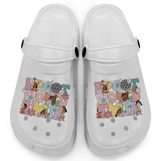 Disney Epcot World Tour Moana Clogs Mickey And Friends Drinking Around The  Clogs