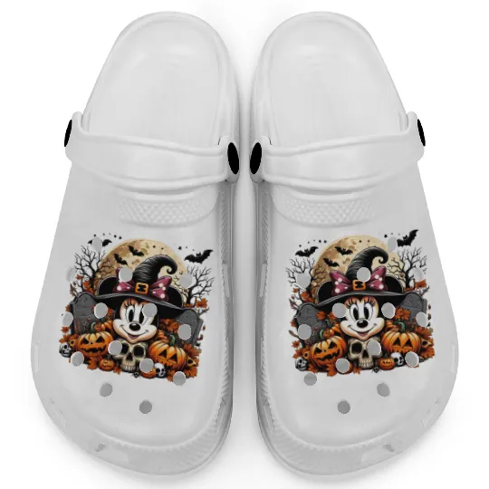 Minnie Mouse Halloween Clogs, Minnie Pumpkin Clogs, Disney Spooky