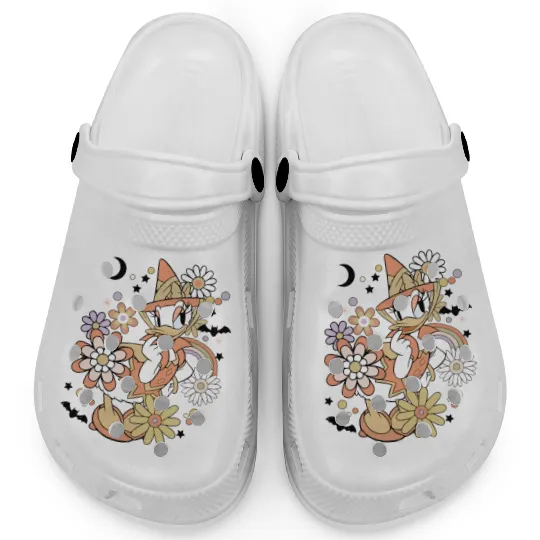 Daisy Duck Floral Halloween Clogs, Vintage Disney Halloween Clogs