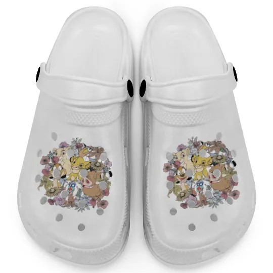 Vintage Floral Lion King, Timon and Pumbaa Clogs, Floral Disney Clogs