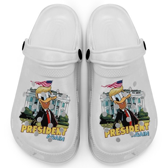 Donald Duck President Again Clogs, President Election 2024 Clogs, Funny Disney Clogs
