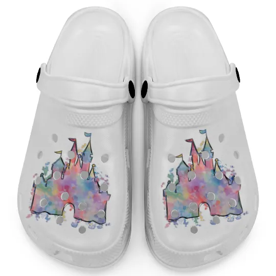 Watercolor Castle Clogs, Disney Magic Kingdom Clogs