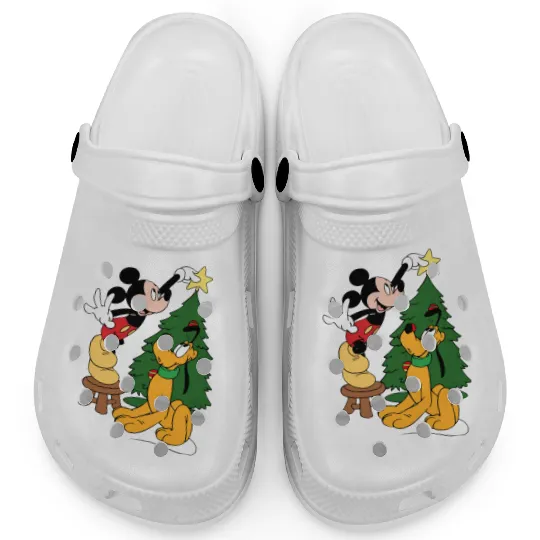 Mickey Mouse And Pluto Christmas Tree Clogs,Christmas Disney Clogs,Pluto Clogs,Mickey Mouse Clogs