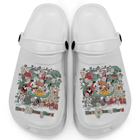 Vintage Disneyworld Mickey And Friends Christmas Clogs, Disney Christmas Clogs