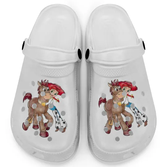 Vintage Disney Toy Story Jessie Bullseye Clogs, Toy Story Jessie And Bullseye Clogs