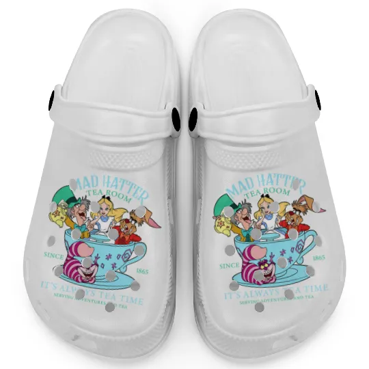 Vintage Alice in Wonderland Clogs, Mad Hatter Clogs, Tea Party Clogs, Disney Family Vacation, Disneyland Trip
