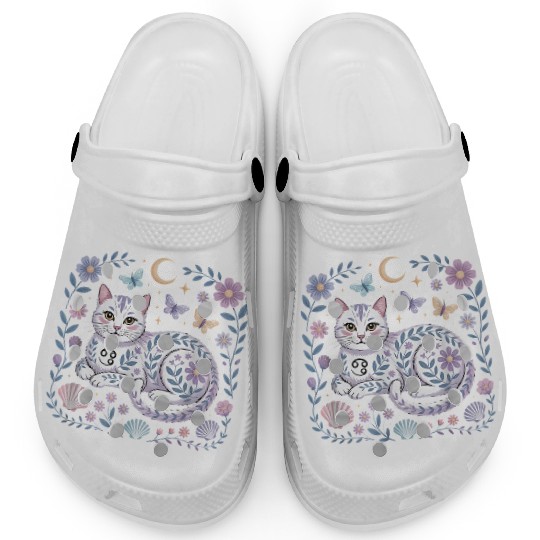 Cancer Zodiac Cat Mystical Art Clogs