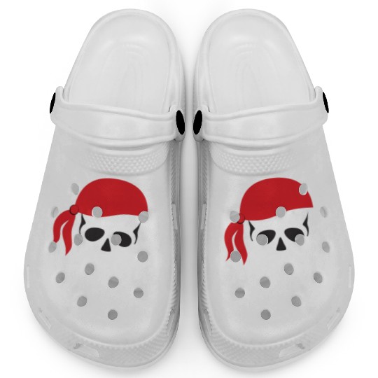 White Skull & Crossbones Clogs