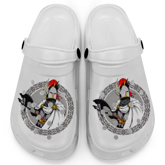 ancient warrior Sparta ax helmet raincoat pattern Clogs