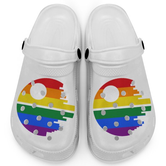 Rainbow Death Star Clogs