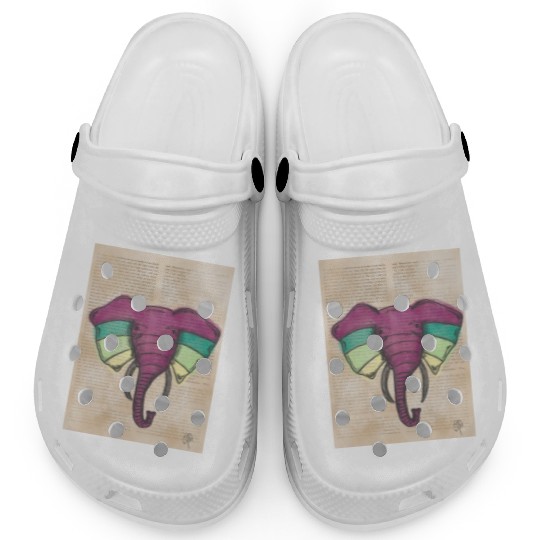 Elephant Water Color Face Clogs