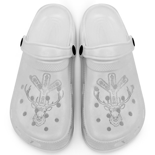 Algiz Rune and Deer in Silver Clogs